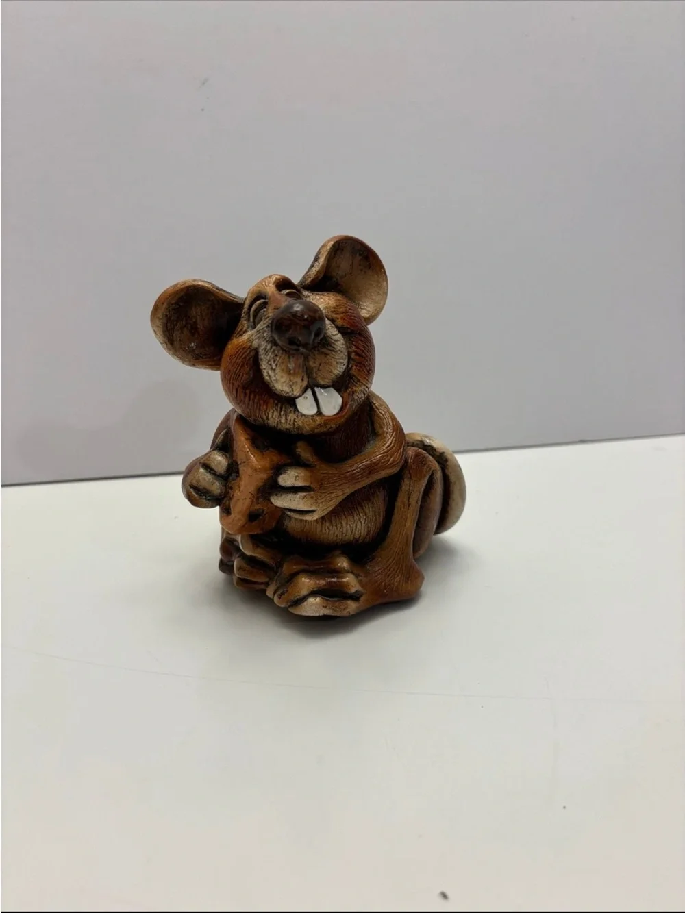 VINTAGE 1985 John Raya BEASTIES OF THE KINGDOM Rat with cheese Figurine decor